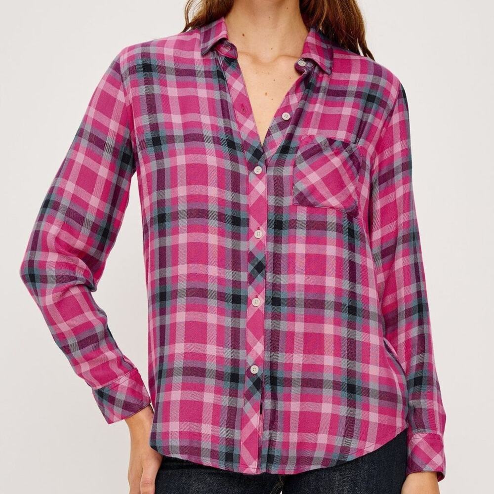 Rails Pink and Gray Plaid Button-Down Shirt